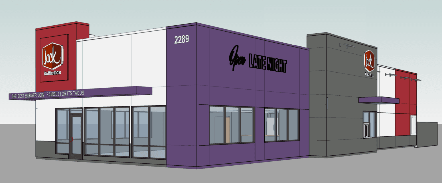 Jack in the Box remodel — side elevation rendering